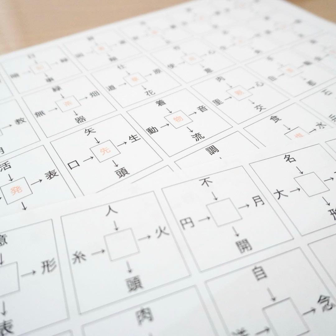 灘中　国語　暗記カード 3点セット　漢字パズル・漢字しりとり(四年生までの漢字)