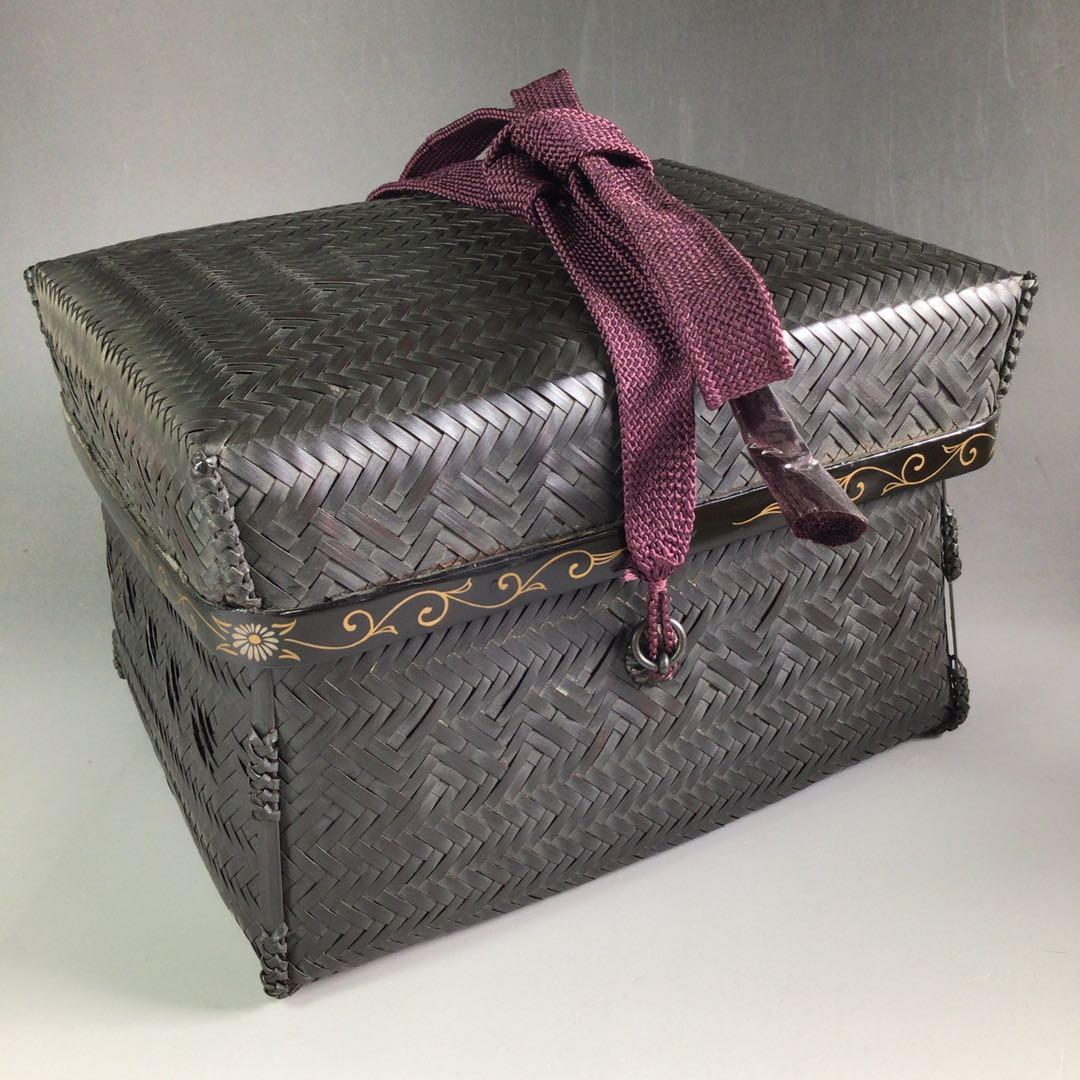 Ｒ５６１　御所籠　『平安　元竺作』『利休形』『仕覆付』『皆具添』　共箱　茶道具