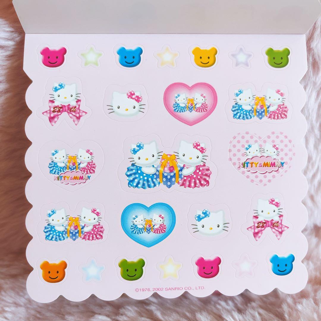 希少レア　ハローキティ　ミミィ　缶ケース　ペンセット　シール付きメモ　2002