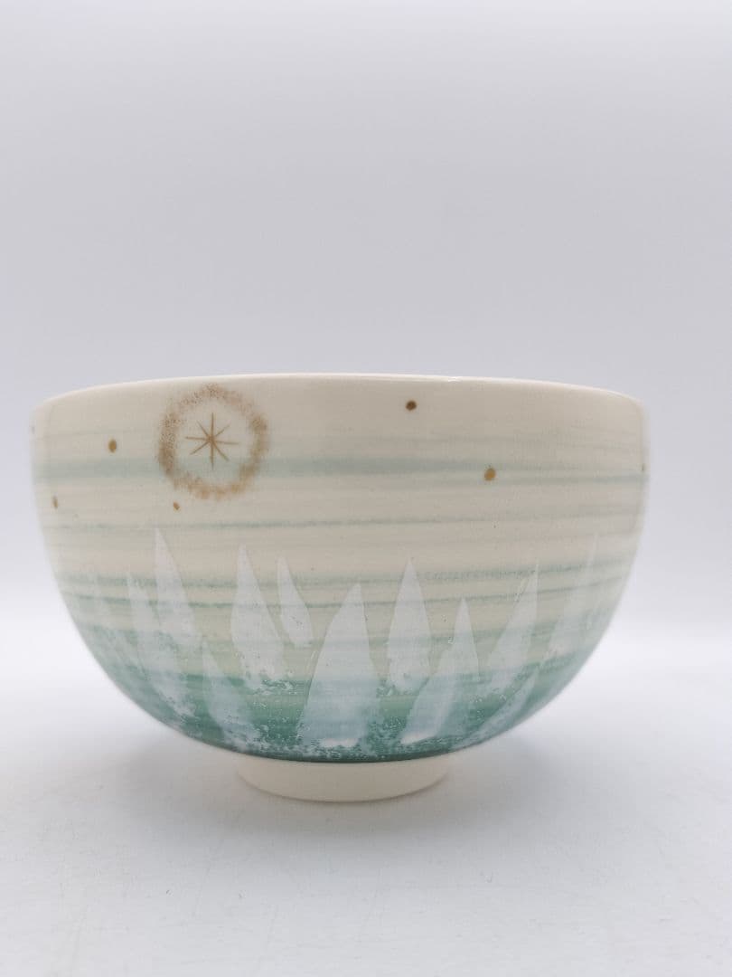 b993【新品・未使用】茶碗 聖夜 クルス文 今岡三四郎 木箱 茶道具