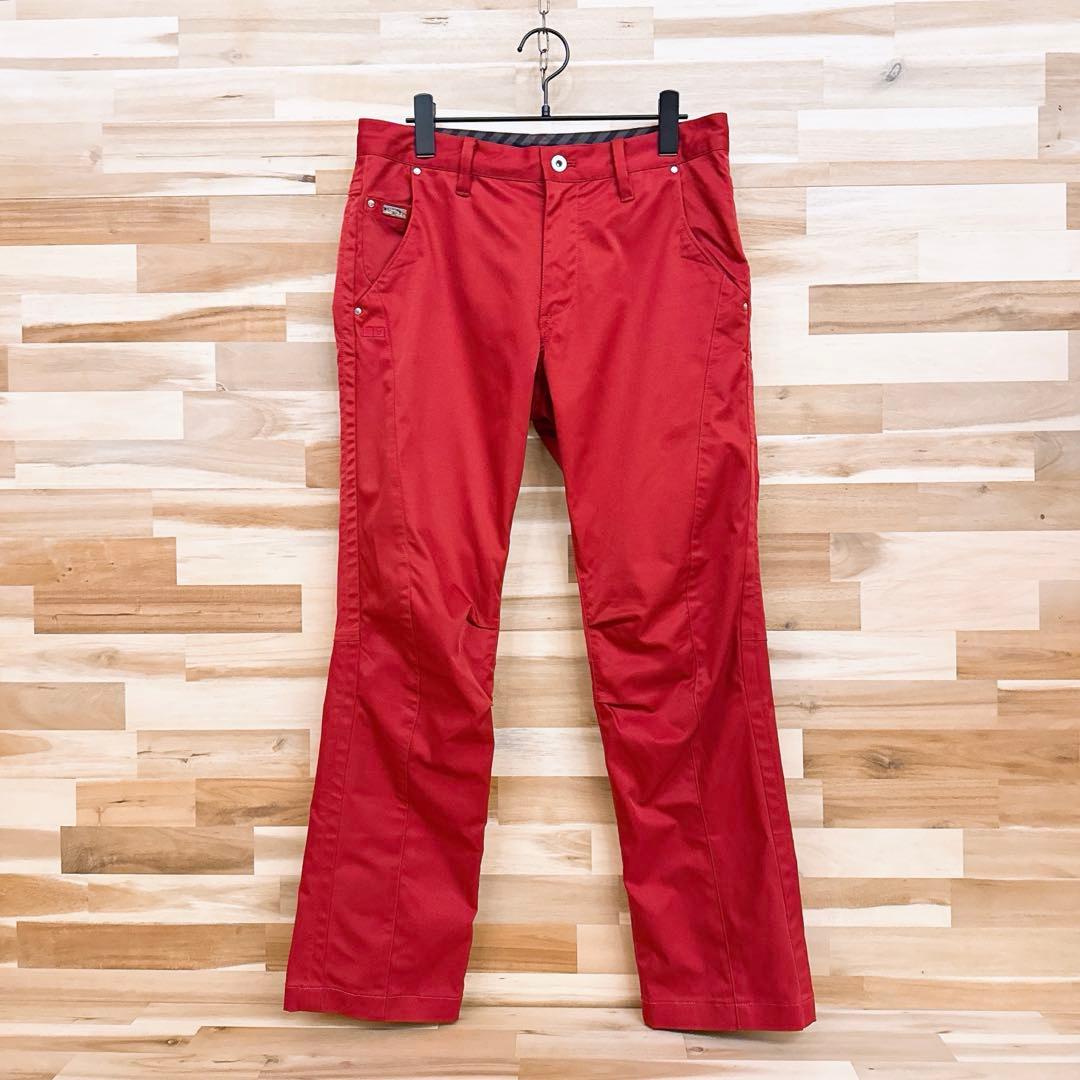 【キャロウェイ】ゴルフ ロング パンツ 6ポケット M 赤レッド×シルバー