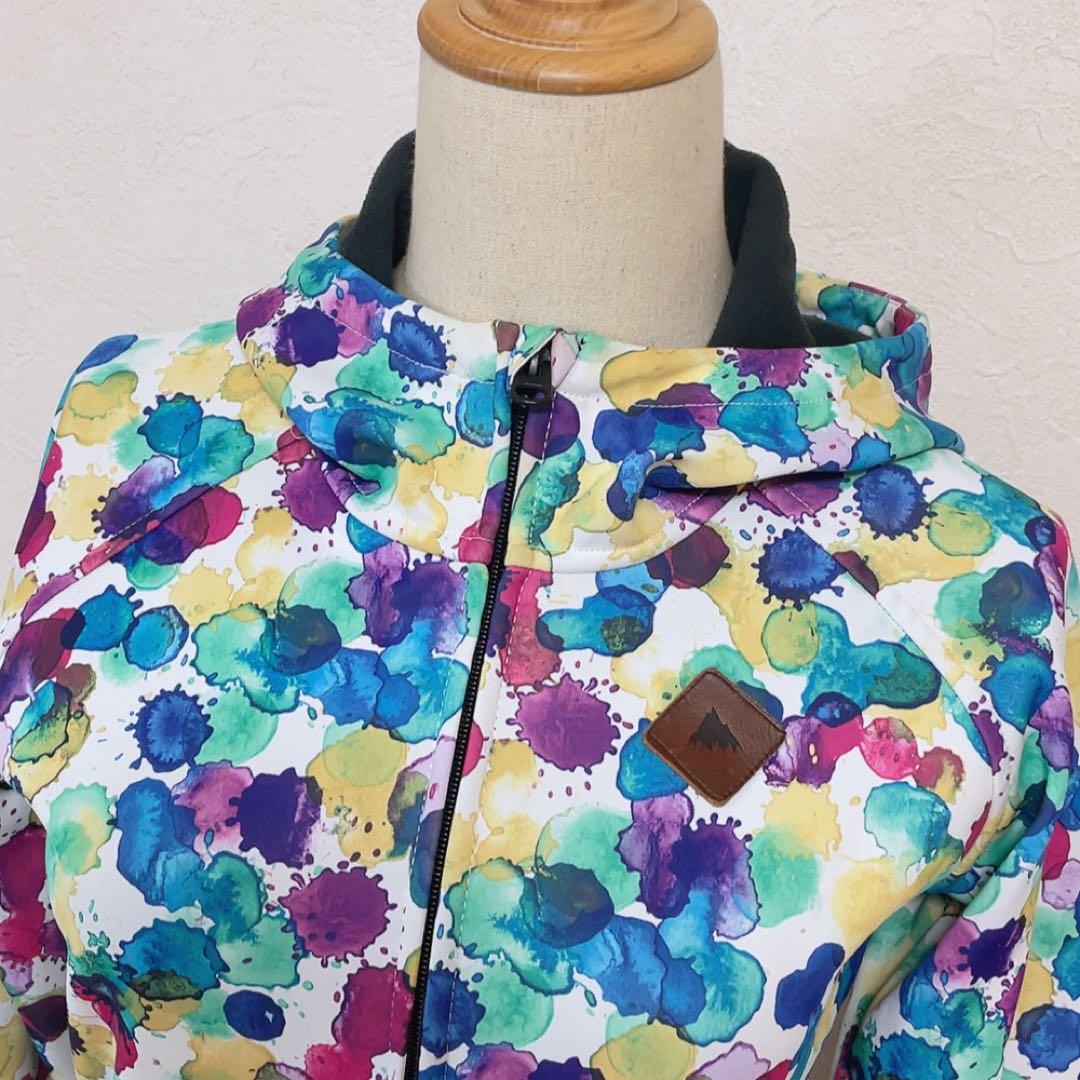 【美品】BURTON カラフル水彩柄 フルジップパーカー DRYRIDE S