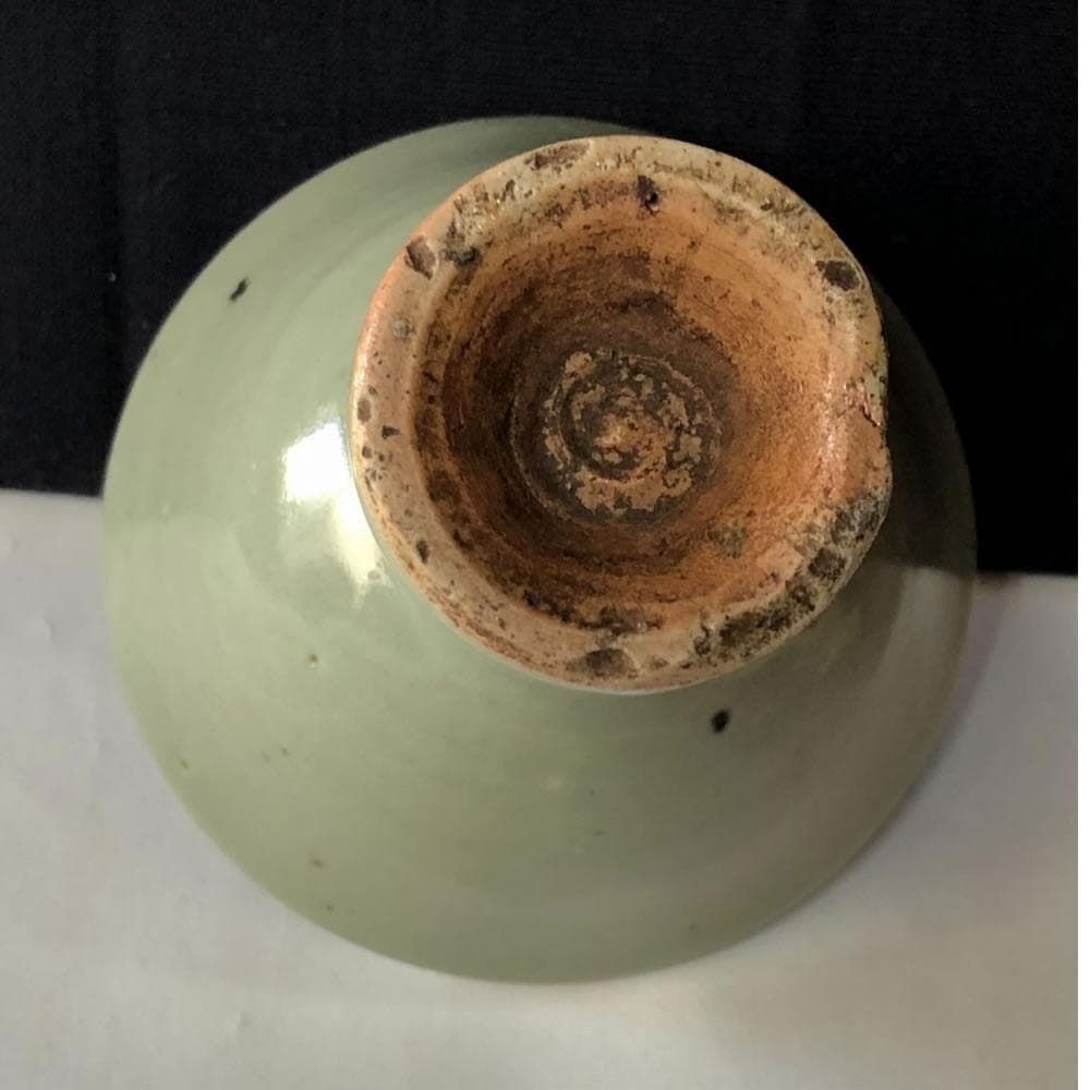 e1378 青磁 馬上杯 木箱入り 唐物 七官青磁 酒器 中国古陶磁 中国古玩