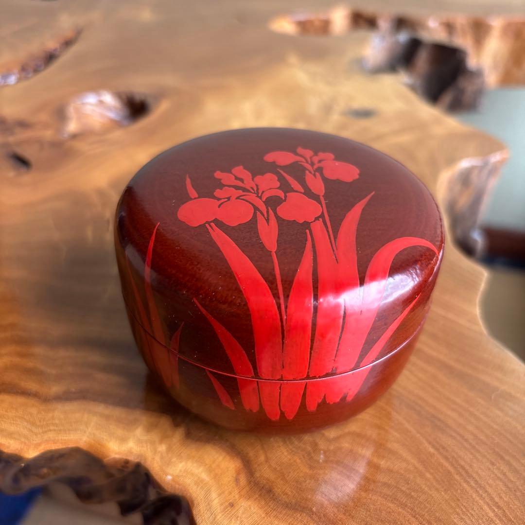 桜井一良 輪島塗 菖蒲蒔絵 大平棗 茶道具 共箱