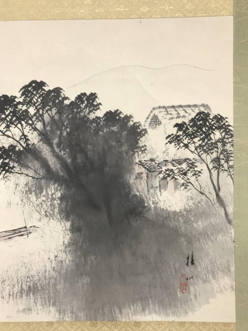 【真作】平井楳仙/山水図/漁舟図/漁夫図/掛軸/名家伝来/AC-512