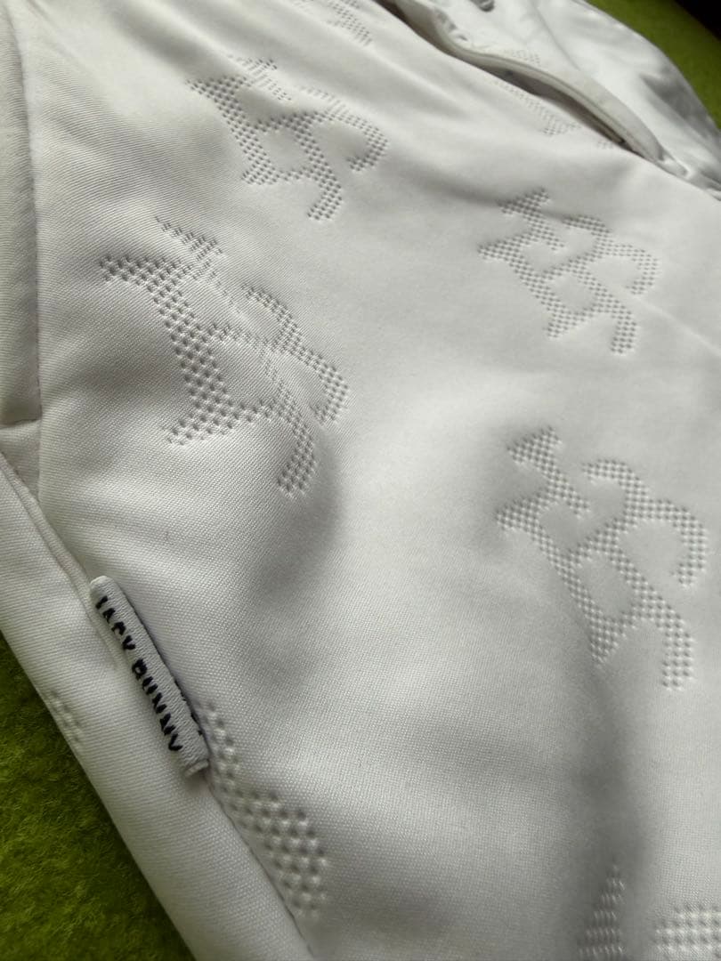 Jack Bunny!! 裏起毛 厚手 ストレッチ パンツ ホワイト JB柄入