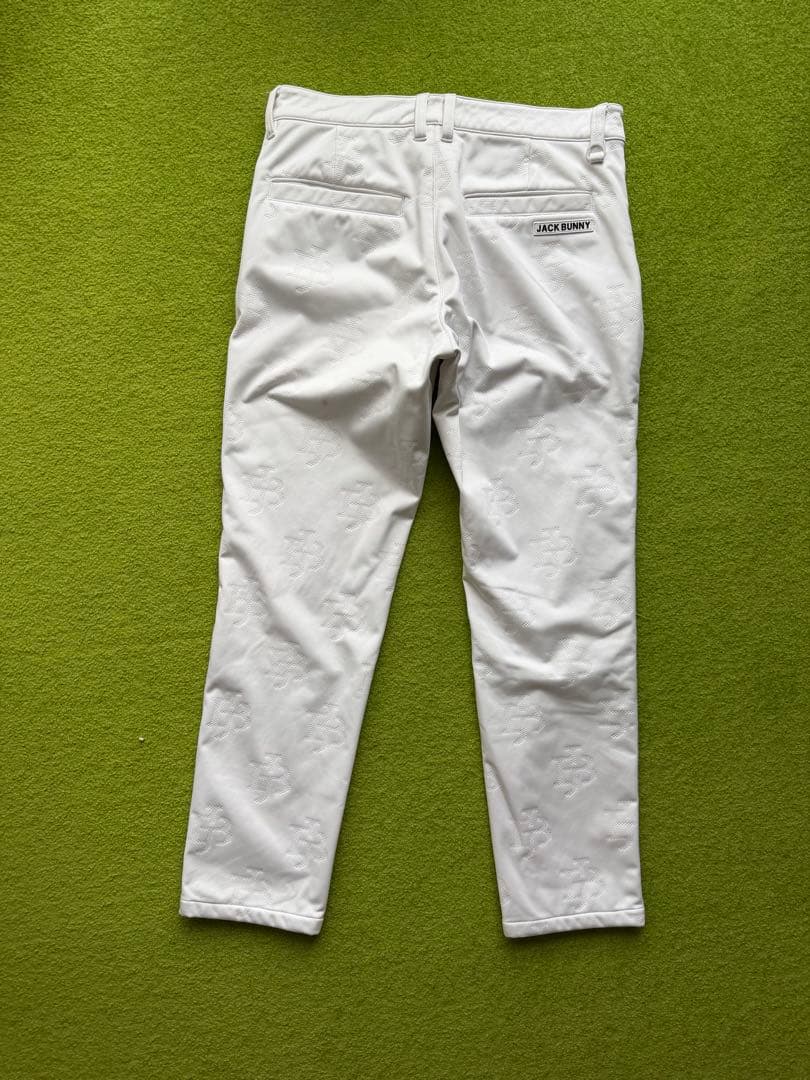 Jack Bunny!! 裏起毛 厚手 ストレッチ パンツ ホワイト JB柄入