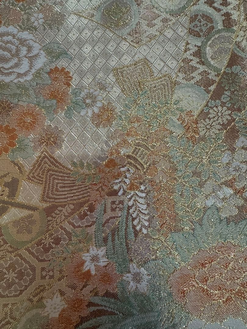 1927 袋帯 古代彫金紋  西陣織   金糸　高級上質上品　約440cm未使用