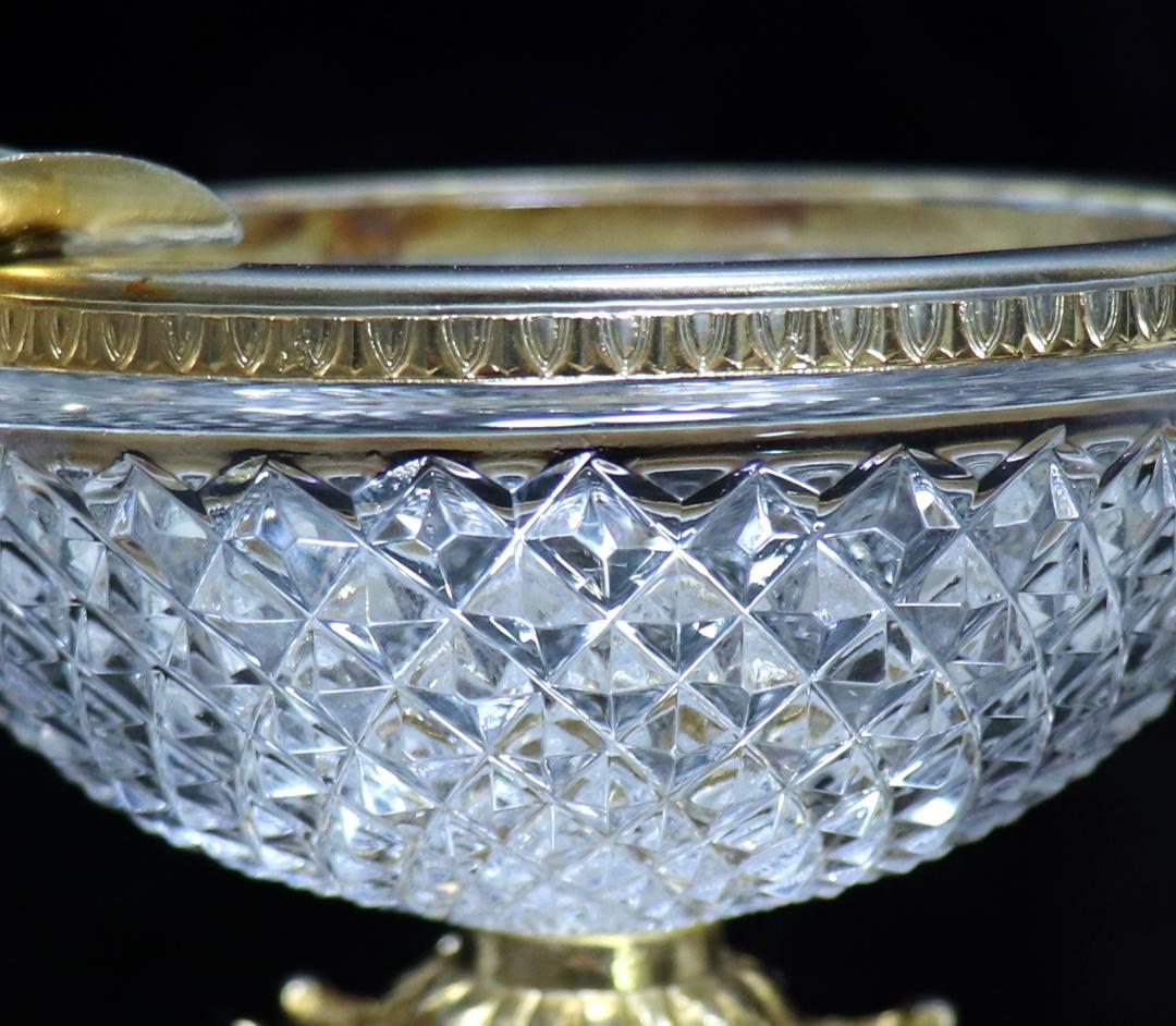 オールド・バカラ 極稀少 金装飾台座付き大型灰皿 ディアマン・ビゾー 小物入れ