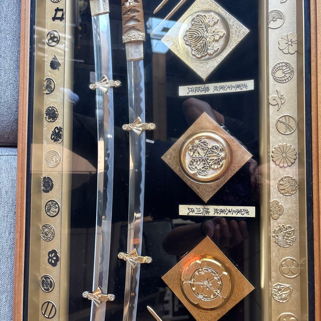 徳川・豊臣・織田　武家三大家紋　模造刀 レプリカ 額入り