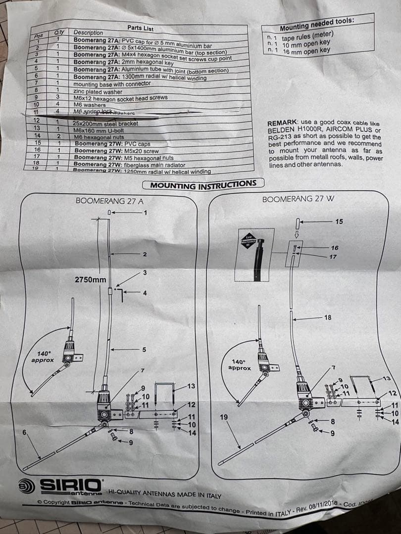 26.8-27.6MHz L型 固定アンテナ 送料無料