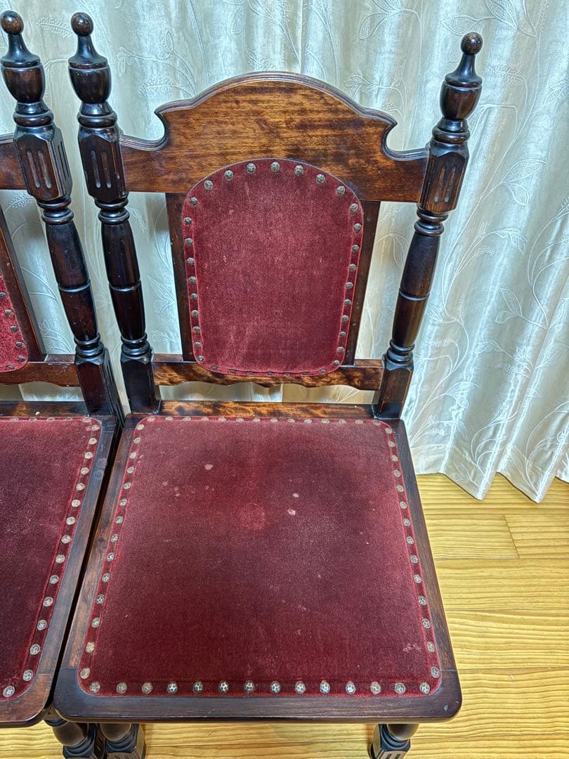 ヴィンテージ 鋲打ち　椅子　ベルベット張り　レトロ　チェア 2脚