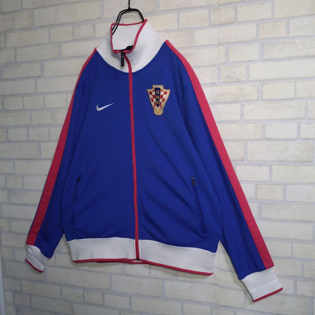 ナイキ★クロアチア代表 刺繍ロゴ エンブレムワッペン アンセムジャケット 青 L
