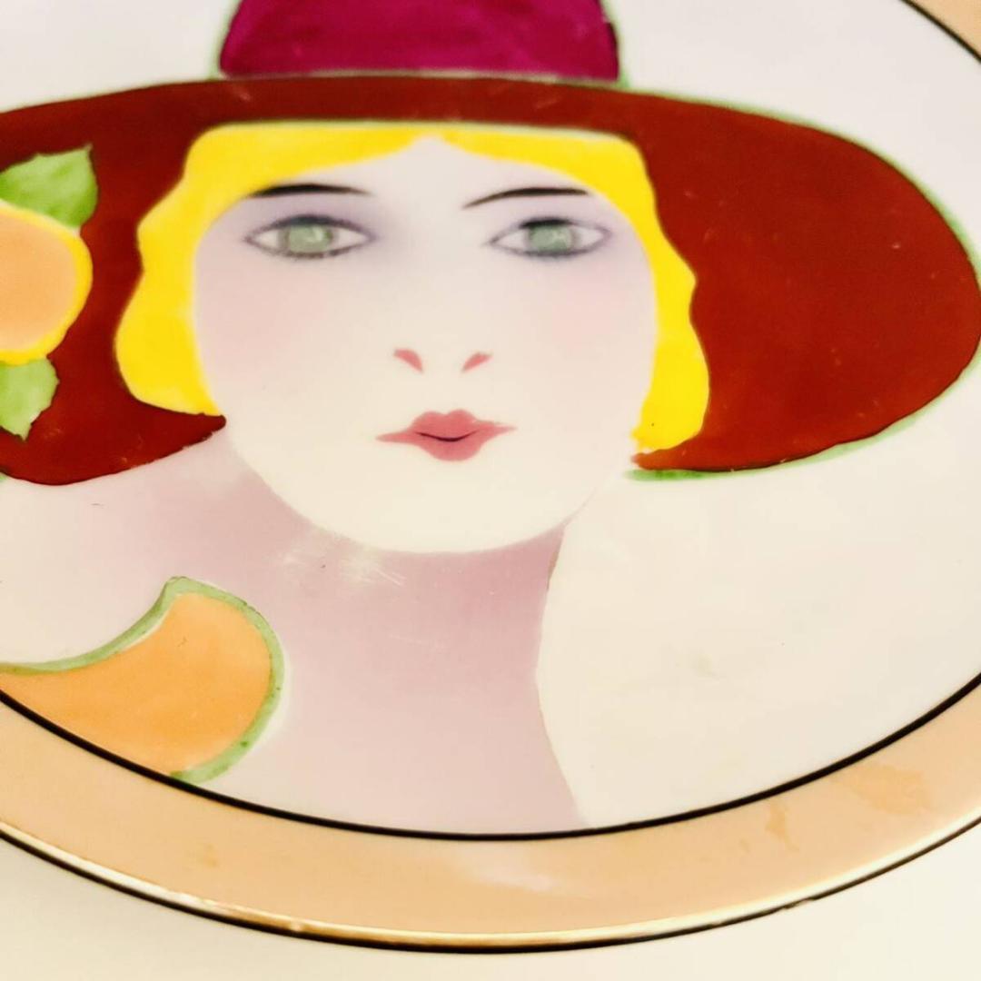 【オールドノリタケ/デコレディ/グリーンアイ/ビーチハット】アールデコ/ラスター