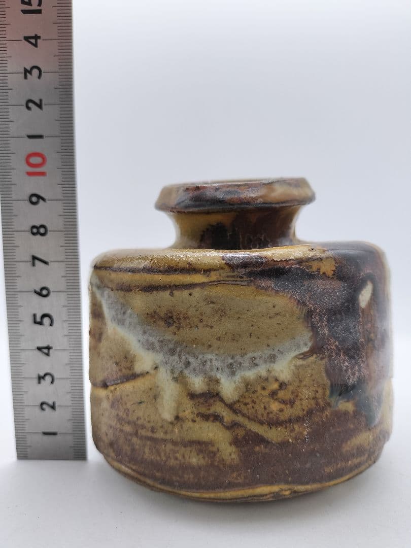 c485 【未使用】掛花入 上野焼 うずくまる 堀内宗完 箱書 木箱 茶道具