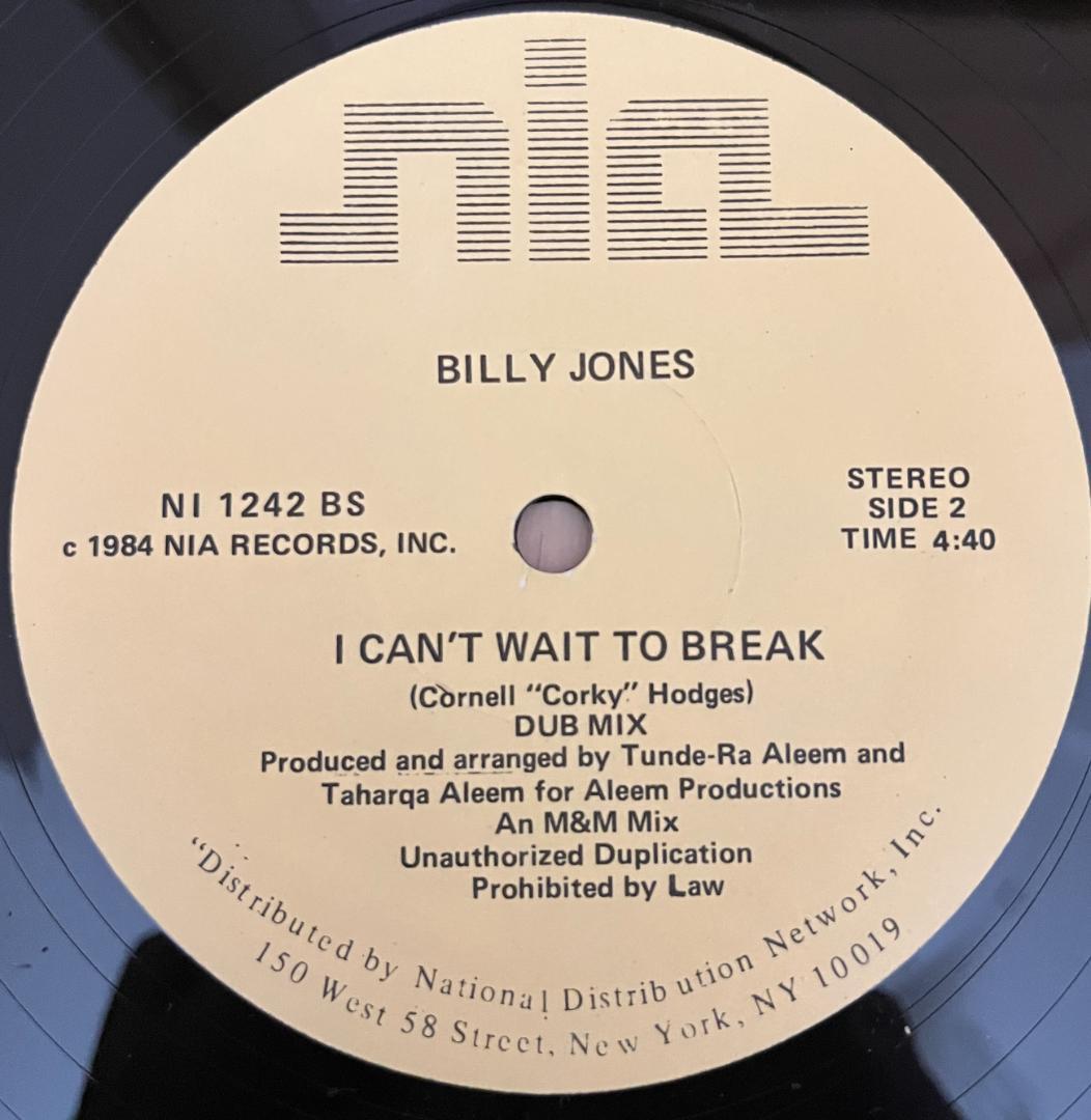 洋楽 BILLY JONES I CAN'T WAIT TO BREAK