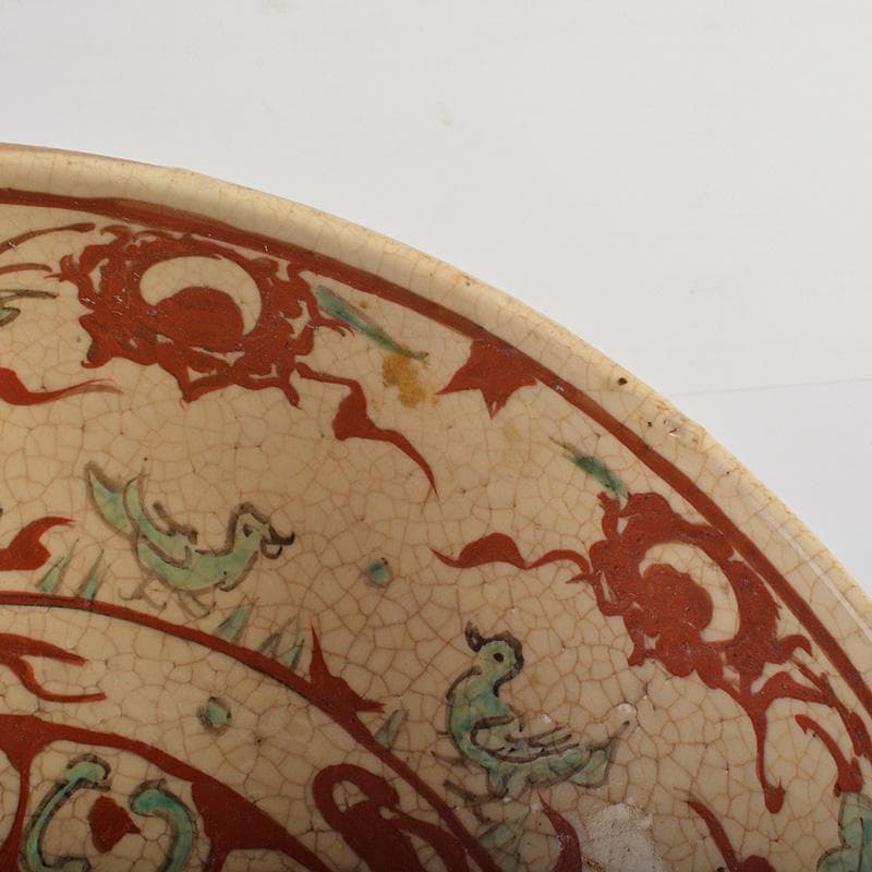 須佐焼　古須佐　赤絵花鳥文鉢　幕末ー江戸期　Ｃ　R6111F