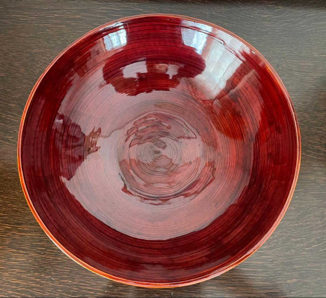 赤色 漆器 丸型飾り椀　光沢仕上げ