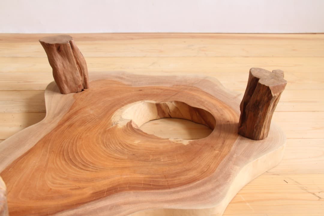 天然木　一枚板　座卓　白　飾り台