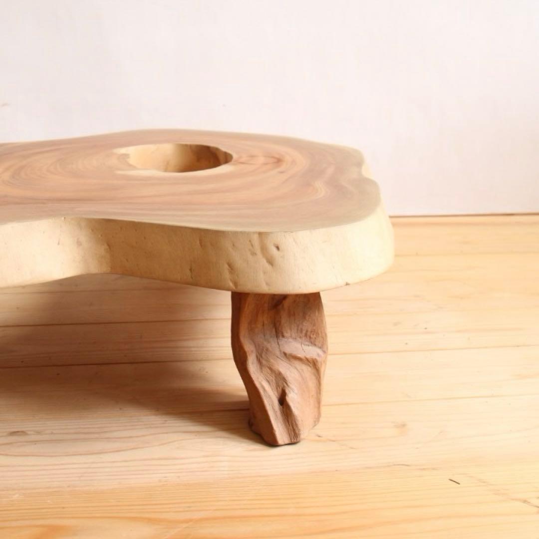 天然木　一枚板　座卓　白　飾り台