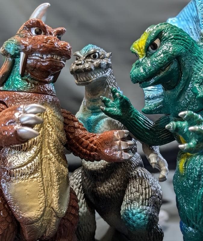 初ゴジラ＆ゴメス＆ジラース（やまなや怪獣郷）ソフビフィギュア３体セット
