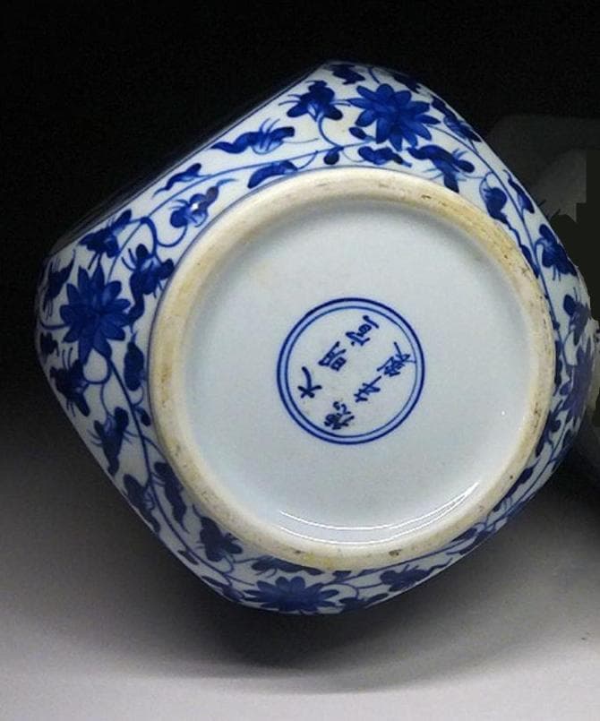 中国古玩 青花 染付 花瓶 大明宣徳年製 時代物 唐物 t99147-1