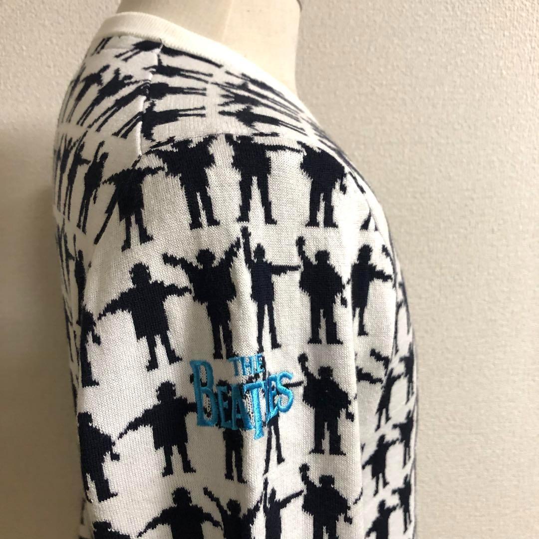 アドミラルゴルフ ビートルズ コラボ ニット ホワイト 総柄 Lサイズ