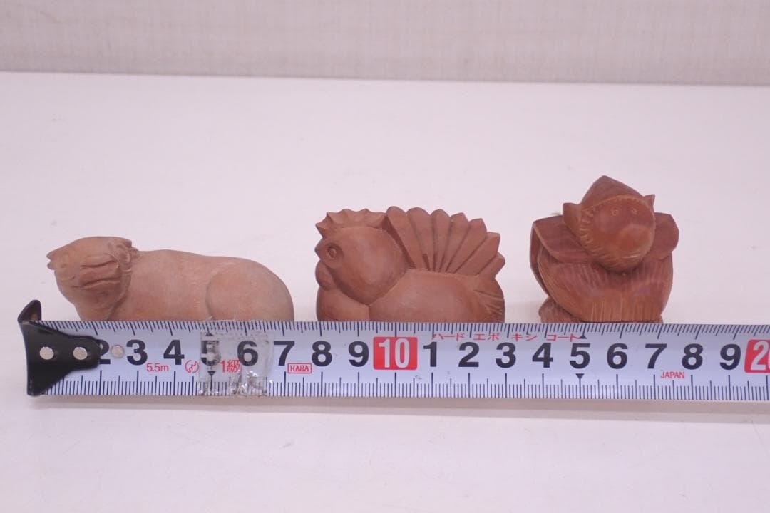 一麿作 白檀香合 干支 共箱 丑（うし）申（さる）酉（とり）天香堂 全3点