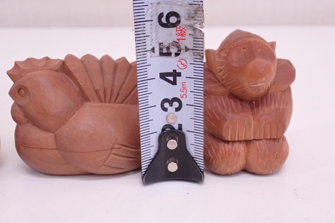 一麿作 白檀香合 干支 共箱 丑（うし）申（さる）酉（とり）天香堂 全3点