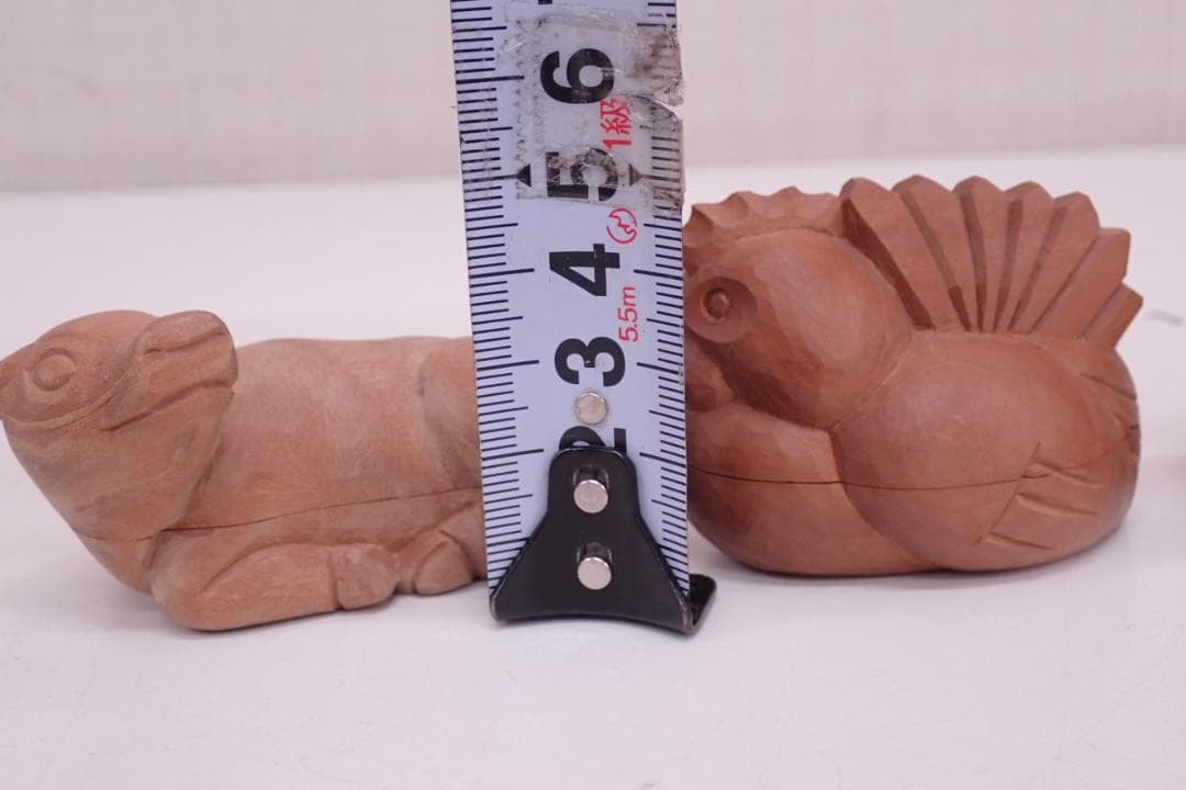 一麿作 白檀香合 干支 共箱 丑（うし）申（さる）酉（とり）天香堂 全3点