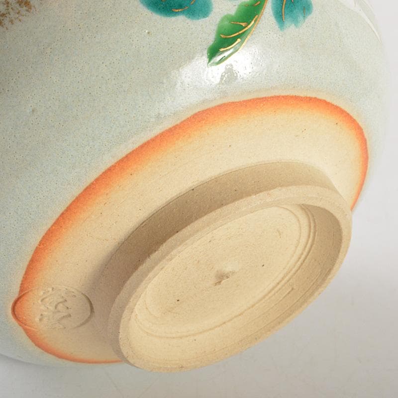 茶道具　京焼　平安　橋本紫雲造　失透釉　大根蕪文　茶碗　共箱　V　6555