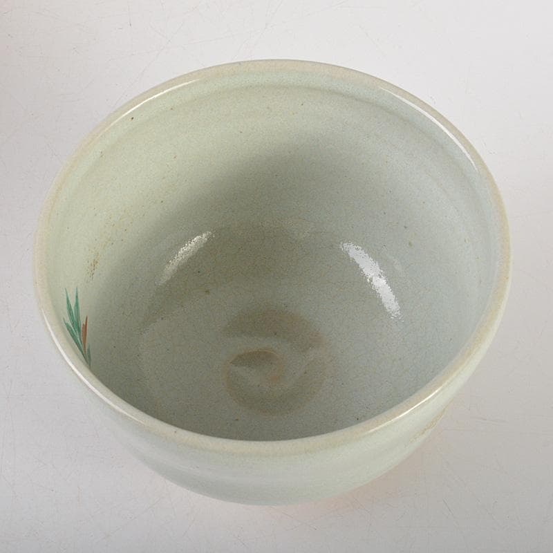 茶道具　京焼　平安　橋本紫雲造　失透釉　大根蕪文　茶碗　共箱　V　6555