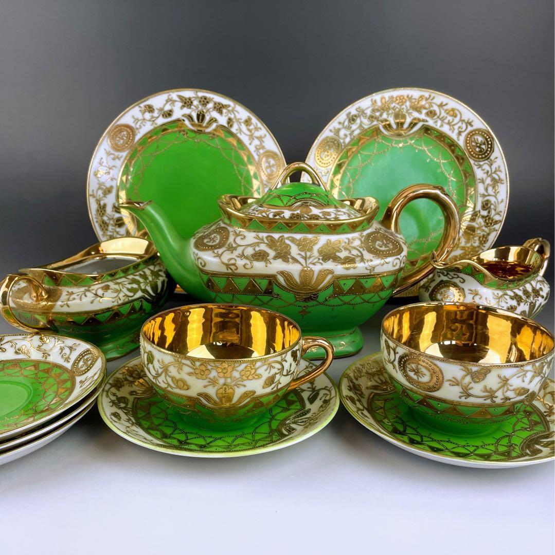 【希少】オールドニッポン シュガーボウル クリーマー ソーサー３枚セット 金盛り