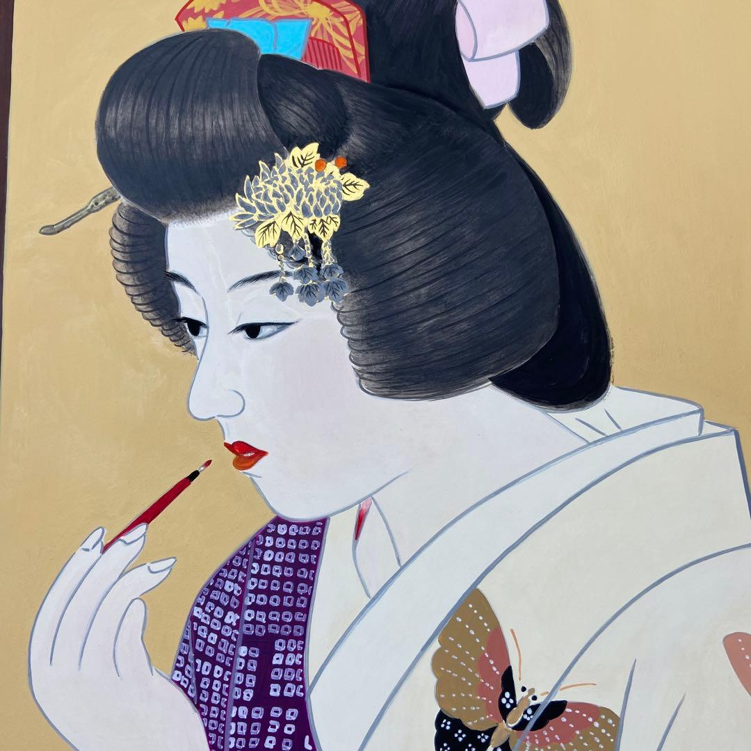 伊藤深水筆美人画額　大作　肉筆