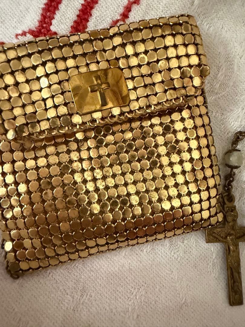 フランスアンティーク1920–30s ポーチ付き マザーオブパール ロザリオ