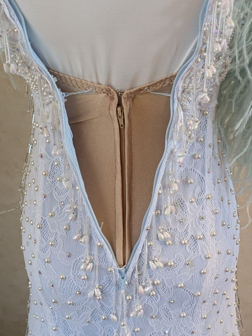 ライトブルー マーメイド社交ダンススタンダードドレス