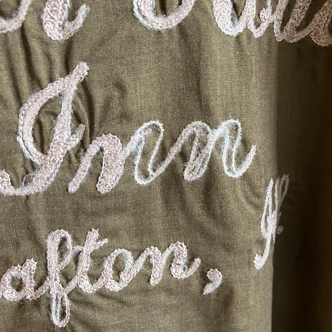 70's USA製 キングルイ チェーン刺繍 ボウリングシャツ 茶ベージュ L