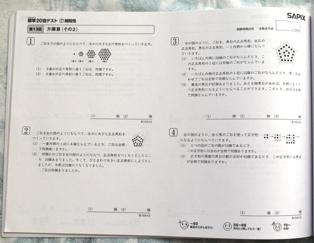 書き込み無し　サピックス　SAPIX 標準テスト 20回 算数　7冊セット