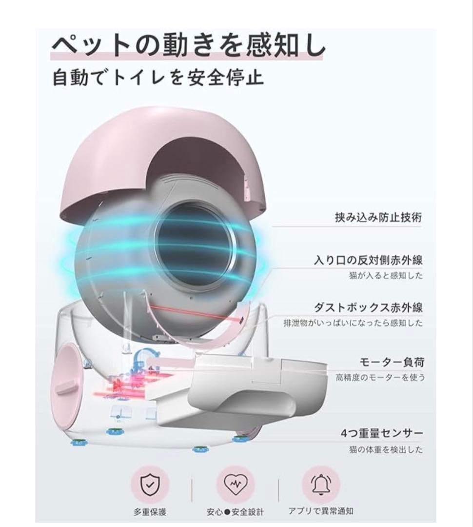 自動猫用トイレ 80L 5GWiFi 対応 IOS/Android対応