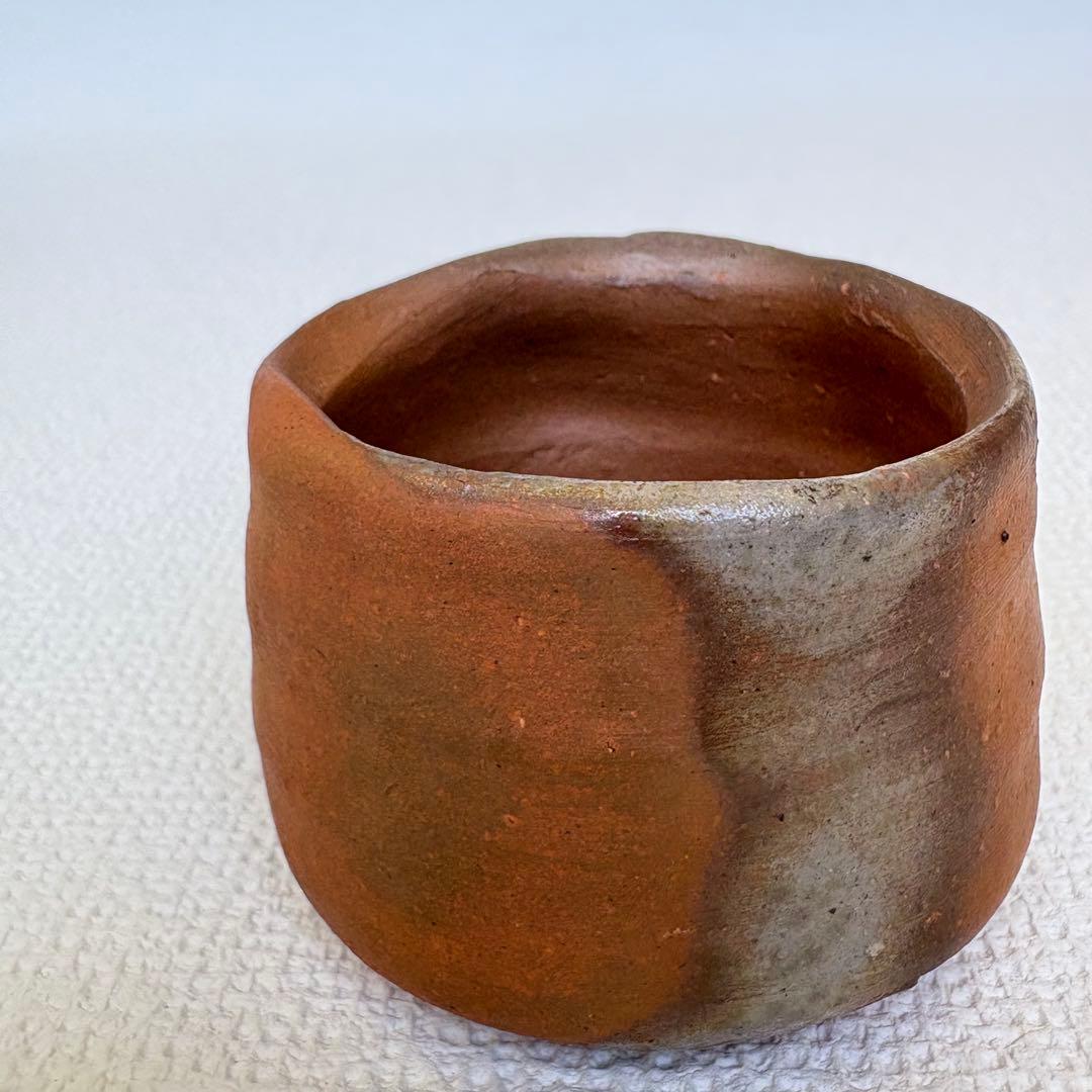 中村六郎作　備前酒呑　共箱付　備前焼　ぐい呑み　工芸品　骨董品