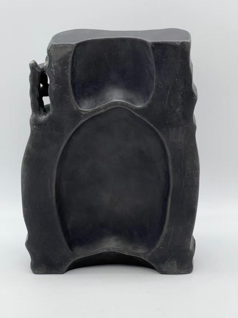 古端渓硯　清時代　刻竹型封猴吉祥文 【封候】【博砚堂珍品】　極上品(A-98)