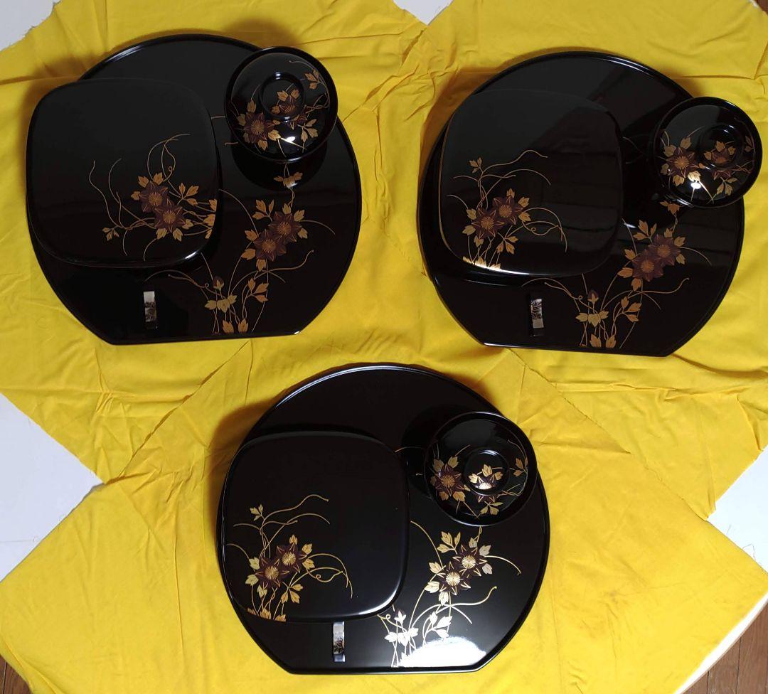 輪島塗　鉄仙蒔絵　おもてなし揃　3客セット