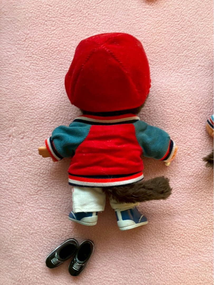 モンチッチ 赤いジャケット ぬいぐるみ　昭和レトロ　モンチッチ　美品