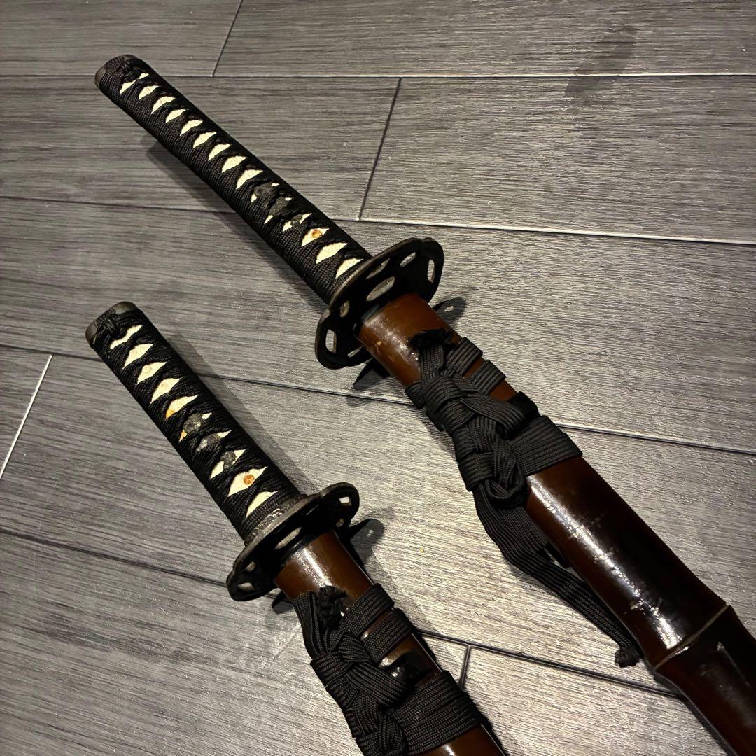 希少品　竹鞘　大小セット　竹筒拵　高級模造刀　居合刀　竹鞘太刀　2本セット