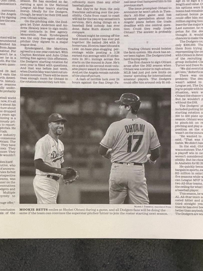 2023年7月9日付　ロサンゼルスタイムズ 【エンゼルス 大谷翔平 特集号】