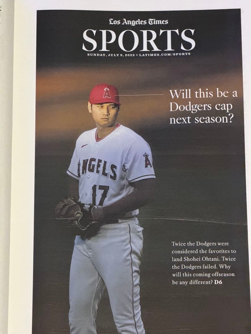 2023年7月9日付　ロサンゼルスタイムズ 【エンゼルス 大谷翔平 特集号】