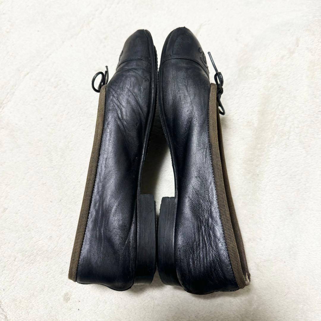 CHANEL シャネル　ブラックバレエシューズ　22cm ブラック　レザー　黒