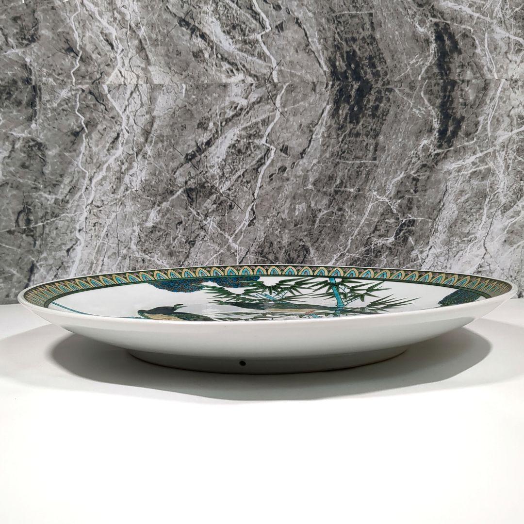 孤高の陶芸家 松本佩山作 有田焼 年木庵窯 錦花鳥画　大皿 約 31.5cm