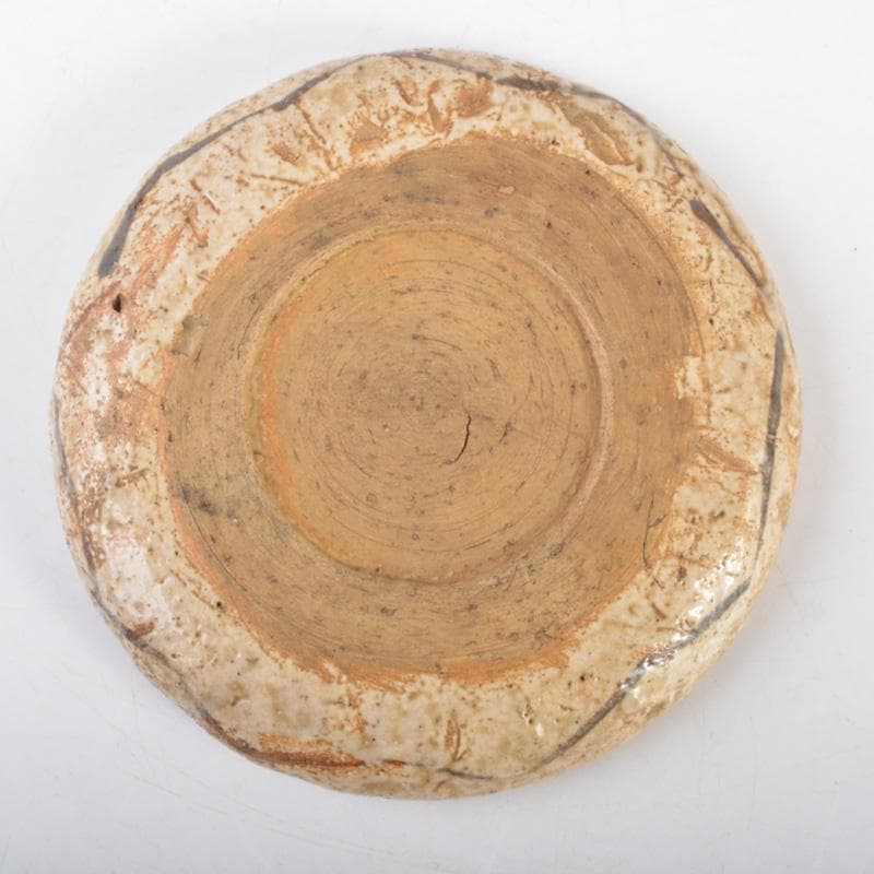 古瀬戸　絵瀬戸　鉄絵　草文皿　五客　時代箱付　V　6304