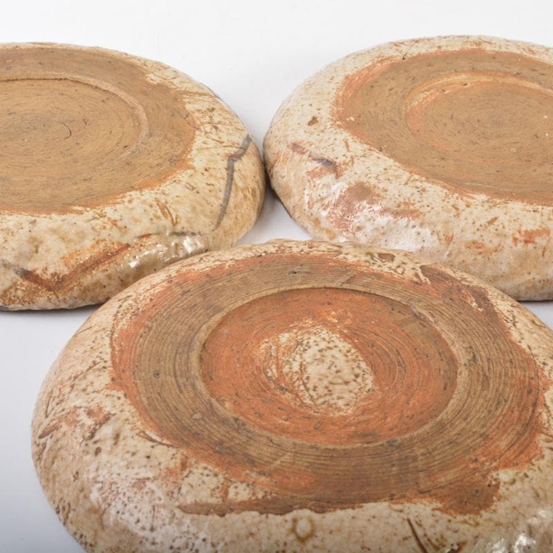 古瀬戸　絵瀬戸　鉄絵　草文皿　五客　時代箱付　V　6304